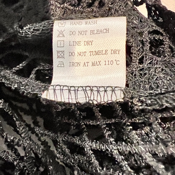 # A095   N BY NANCY  Romantic  Black Puff Sleeve Crochet Lace Dress  NWT  L - Picture 7 of 8